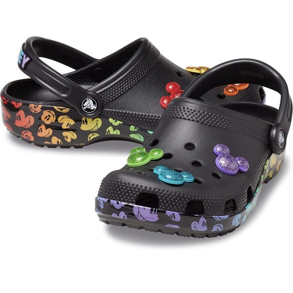 Disney | Shoes | Disney Lgbtq Crocs Black Rainbow Pride Mickey Mouse ...